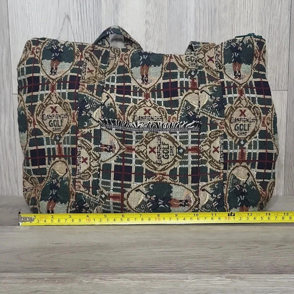 🛍Handmade Tapestry Golf Theme Zippered‎ Tote Shoulder Bag - Picture 7 of 8